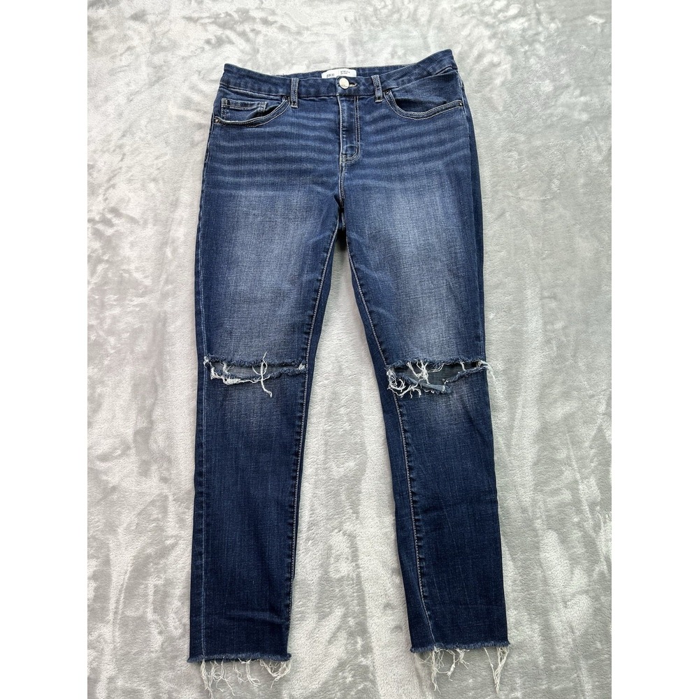 BKE Stella Jeans Womens 32 Blue Mid Rise Slim Fit Ankle Skinny Stretch Whiskered